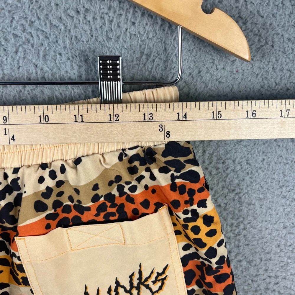 Slunks Mens Board Shorts Animal Print Striped Swim Trunks Orange Black Size M